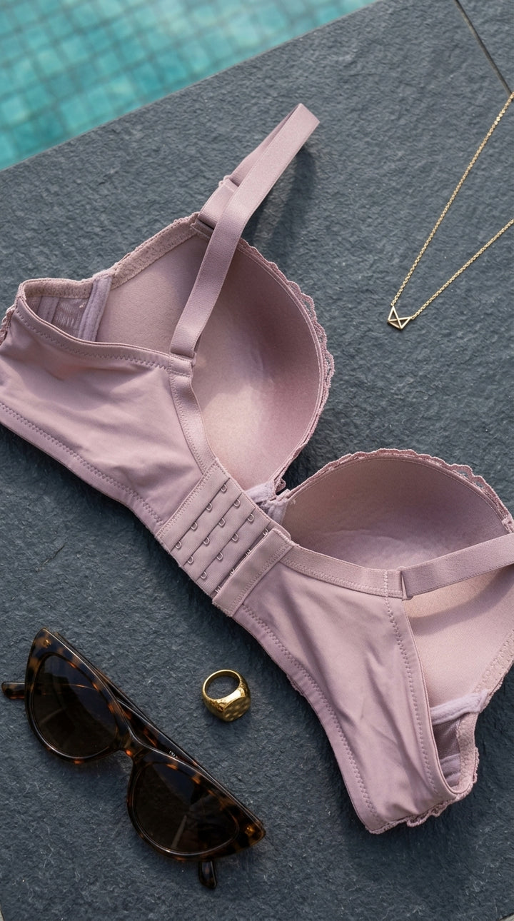 Cream/Grey Push-Up Bra For Women LB5435