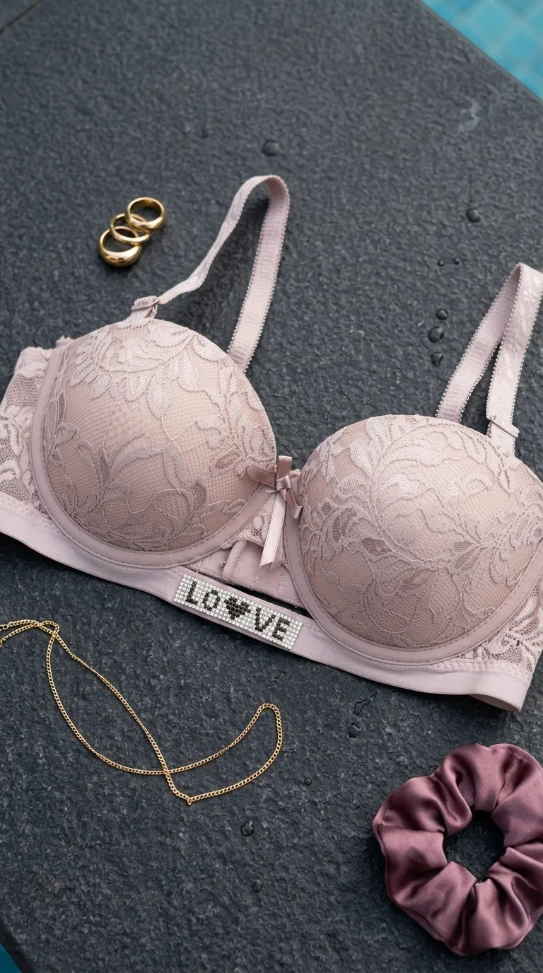 Cream/Grey Padded Bra For Women LB5444
