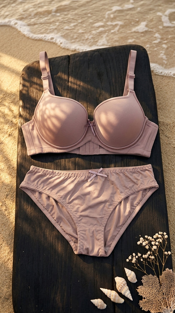 Coffee Padded Bra Set For Women LB5445
