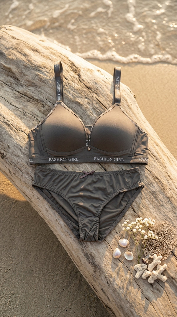 Dk Grey Padded Bra Set For Women LB5446