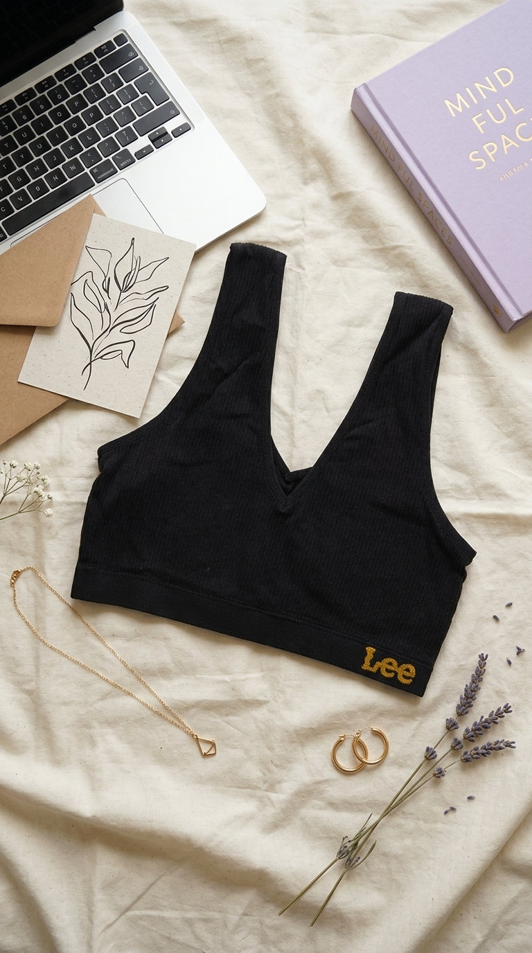 Black Crop Top Bra For Women LB5474
