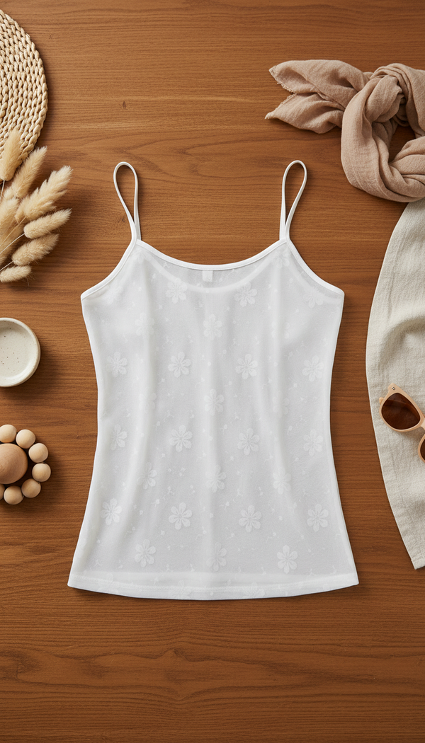 White Solid Tank Top LC0011