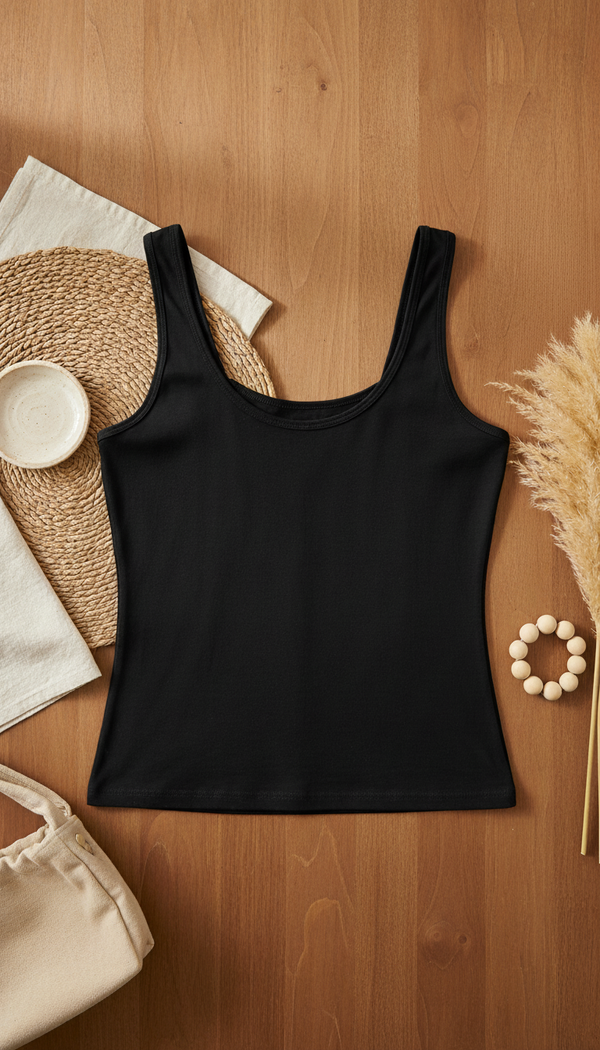 Black Solid Tank Top LC0014