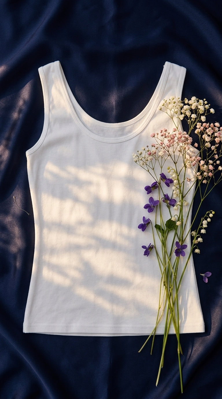 White Solid Tank Top LC0016