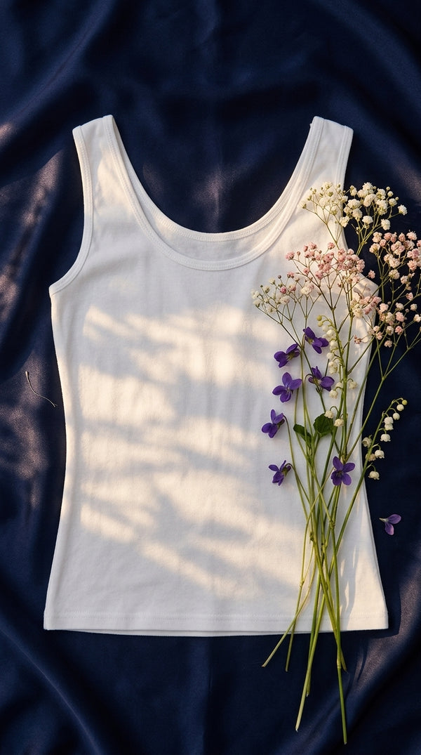 White Solid Tank Top LC0016