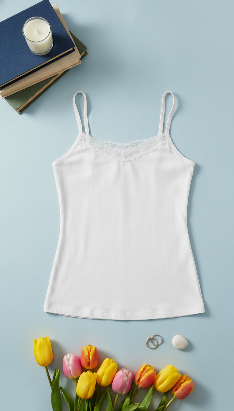 White Solid Tank Top LC0018