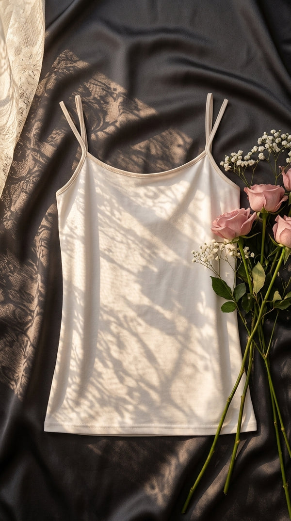 White Solid Tank Top LC0019