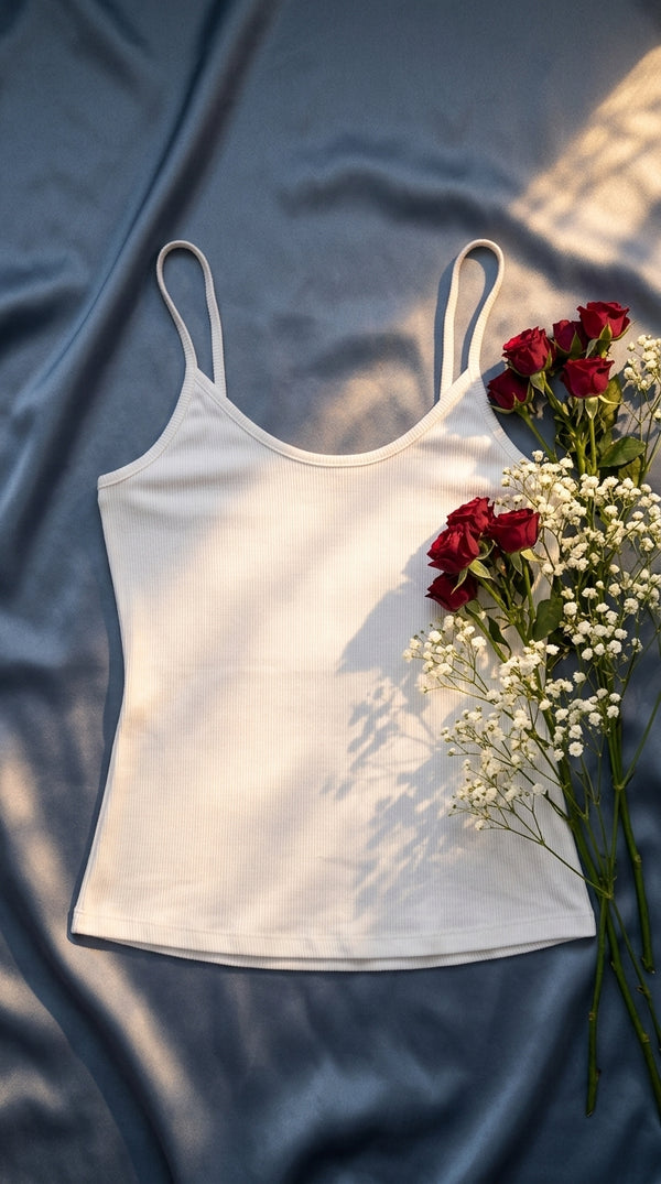 White Solid Tank Top LC0020