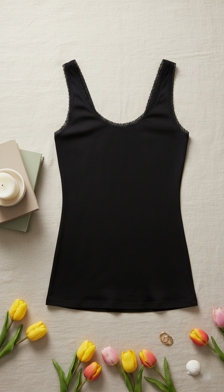 Black Solid Tank Top LC0022