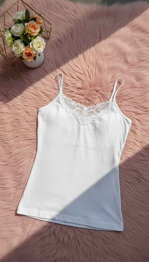 White Solid Tank Top LC0025