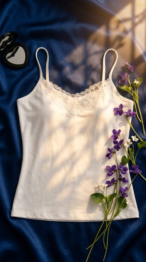 White Solid Tank Top LC0028