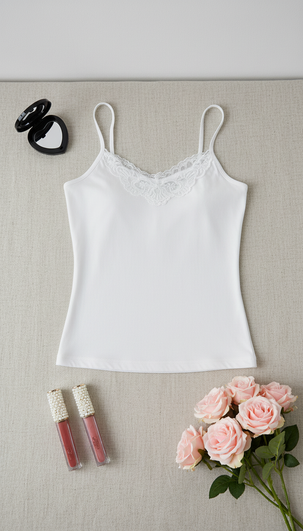 White Solid Tank Top LC0028