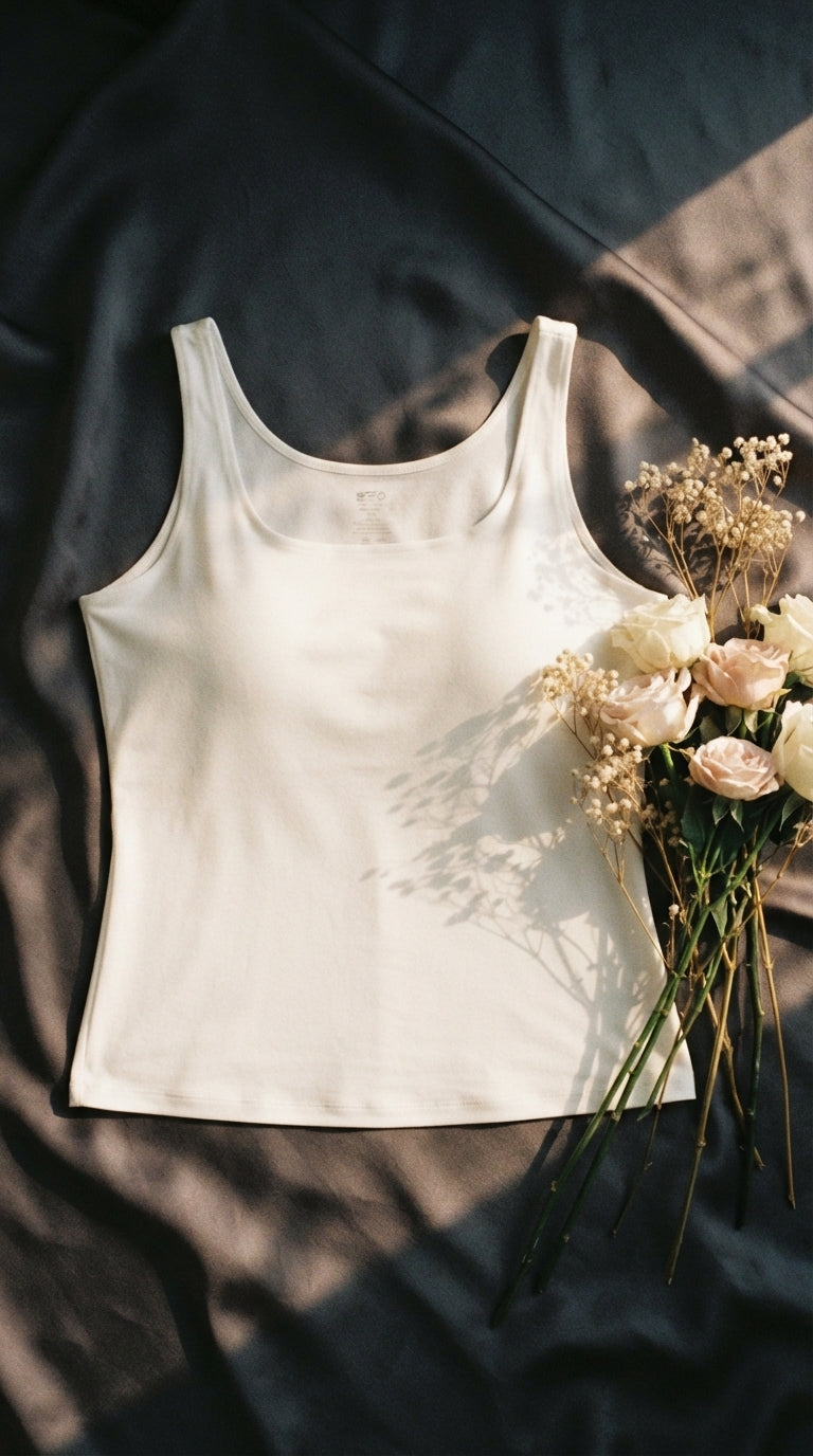 White Solid Tank Top LC003109