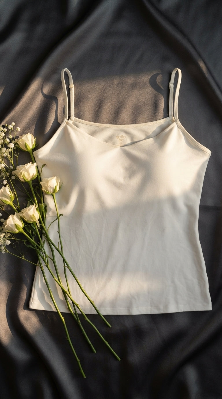 White Solid Tank Top LC003409