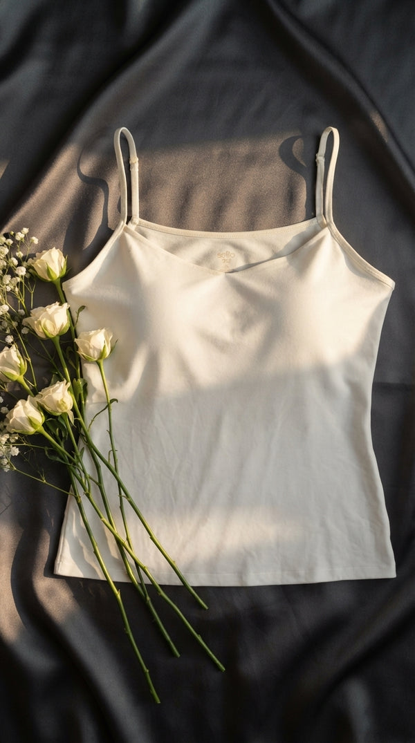 White Solid Tank Top LC003409