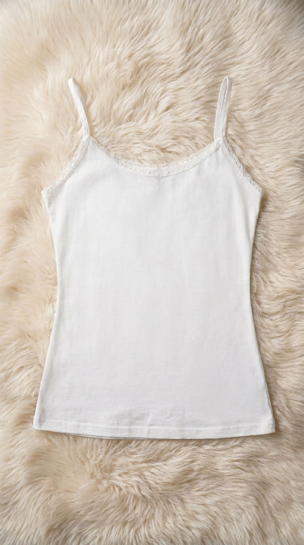 White Solid Tan Top LC003809