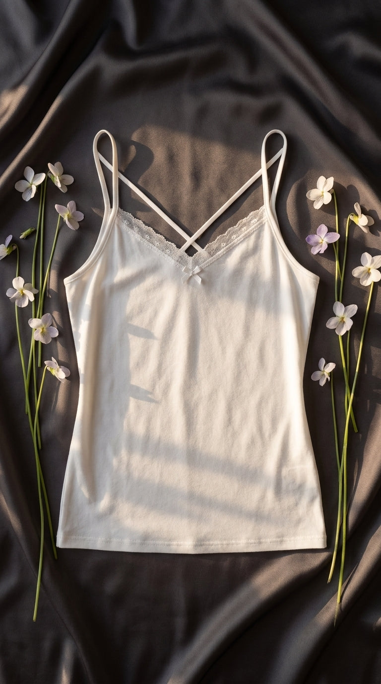 White Solid Tank Top LC0040