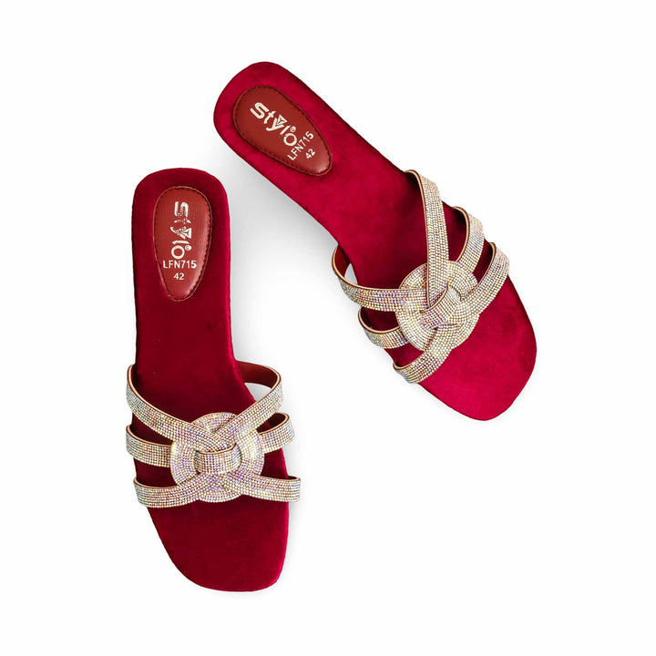 Maroon Fancy Slipper LFN715