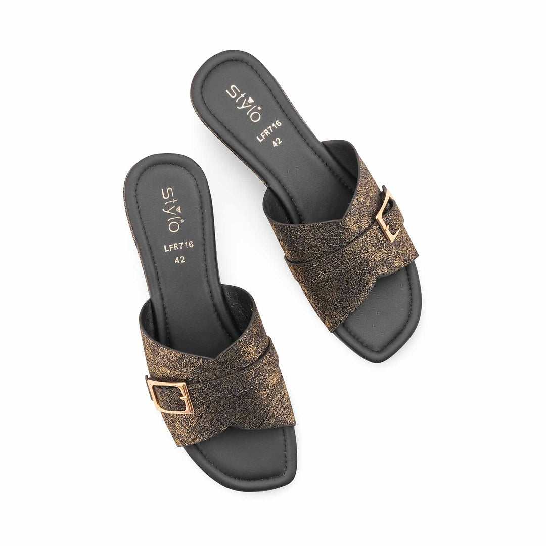 Black Fancy Slipper For Women LFN716