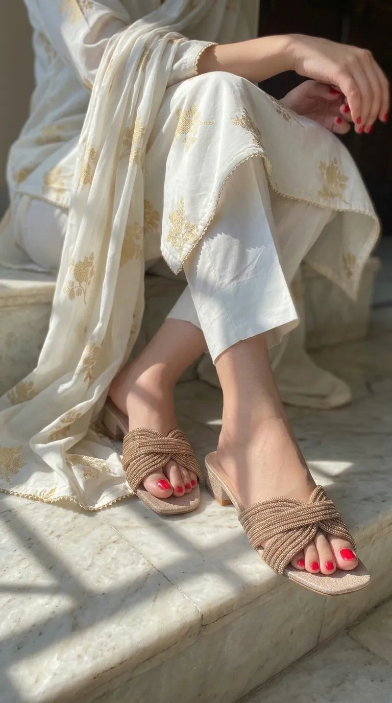 Golden Fancy Slipper For Women LFN720
