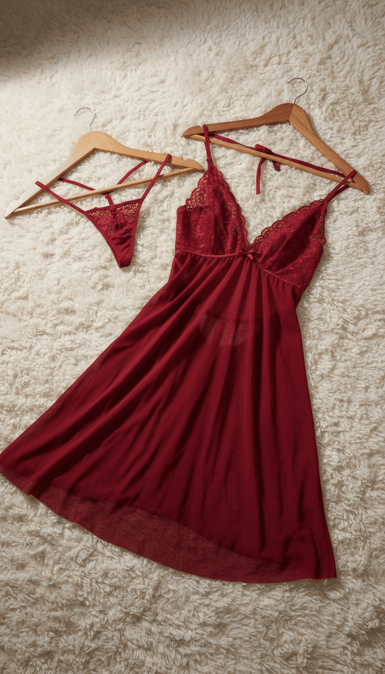 Red Nighty Set For Women LN0001