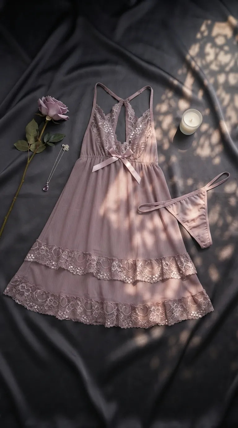 Tea Pink Short Nighty For Women LN0103