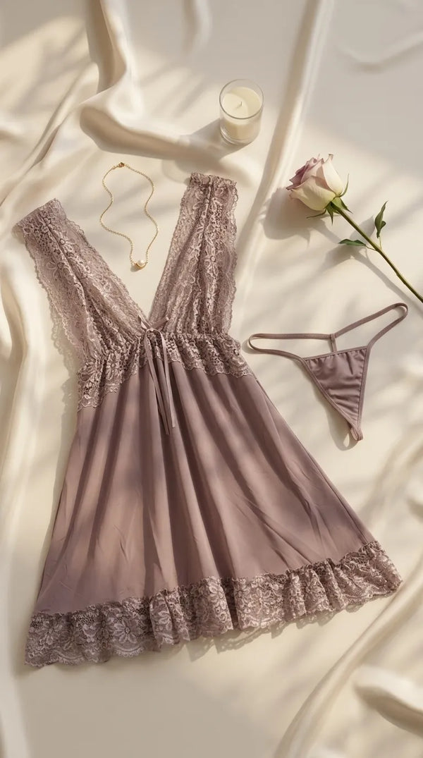 Tea Pink Short Nighty For Women LN0105