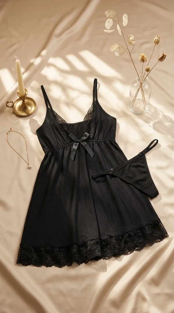 Black Short Nighty For Women LN0107