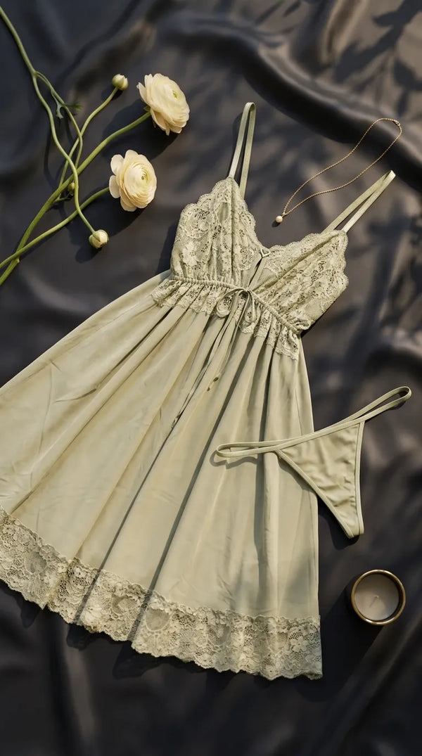 Olive Short Nighty For Women LN0108