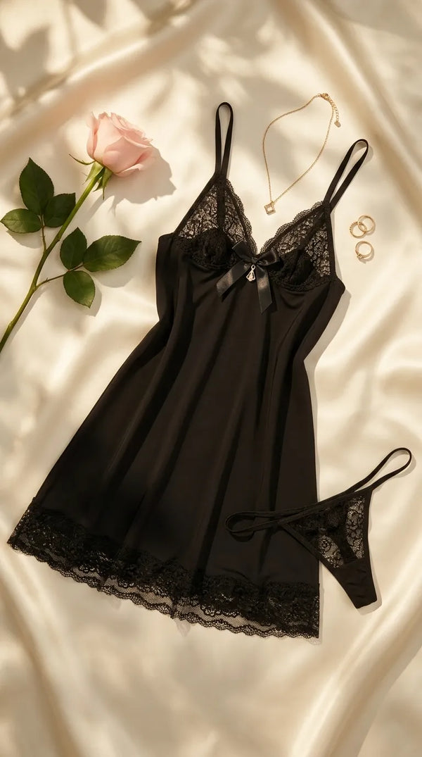 Black Short Nighty For Women LN0110