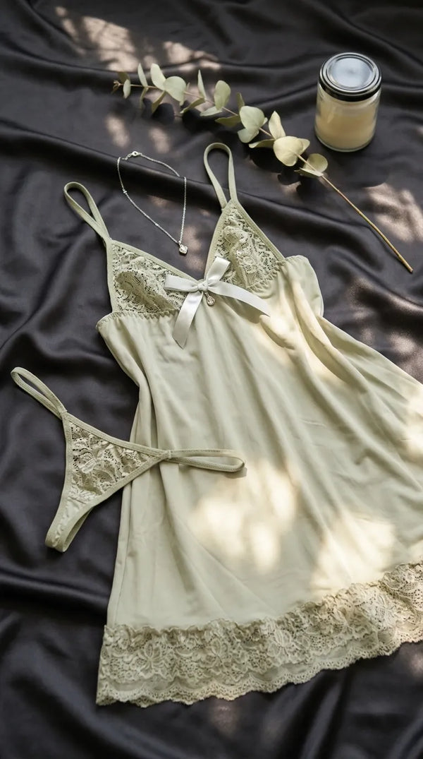 Olive Short Nighty For Women LN0110