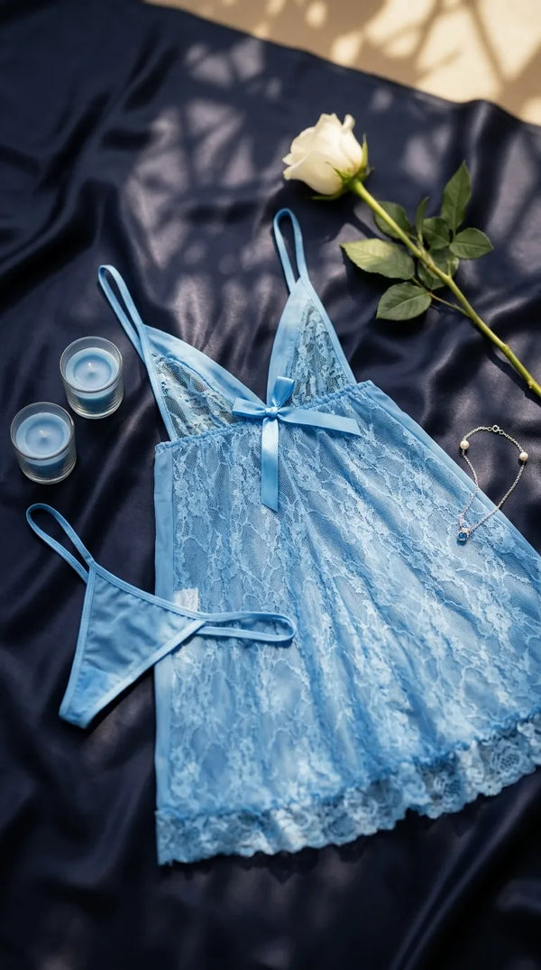 Blue Short Nighty For Women LN0111
