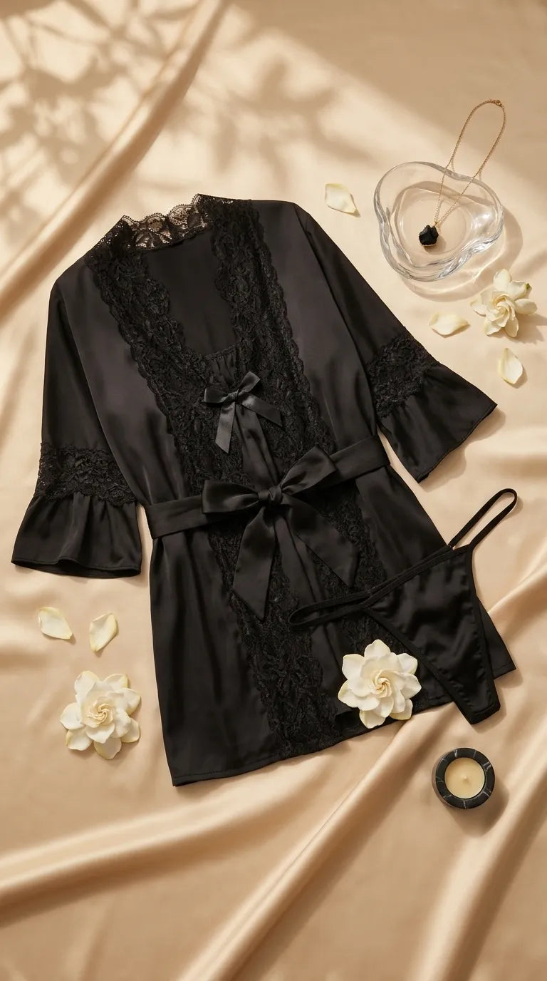 Black Short Inner Gown Nighty LN0114