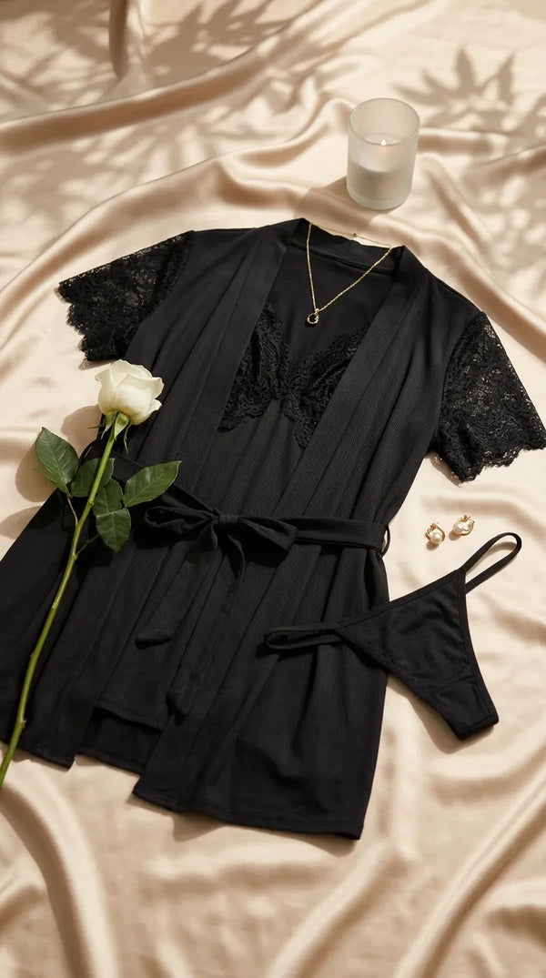 Black Short Inner Gown Nighty LN0115