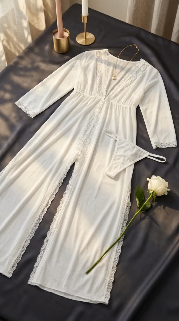 White Short Inner Gown Nighty LN0116