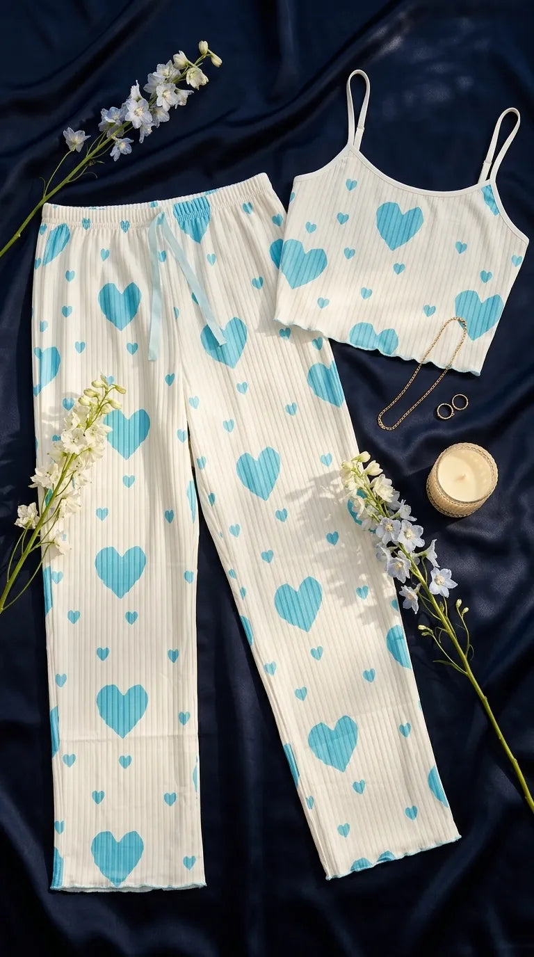 Blue Pajama Set For Women LN0120