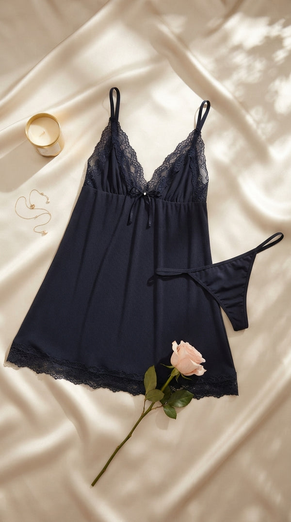 Black Short Nighty For Women LN0128