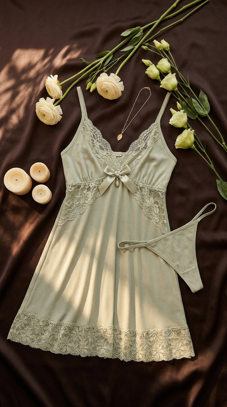 Green Short Nighty For Women LN0129
