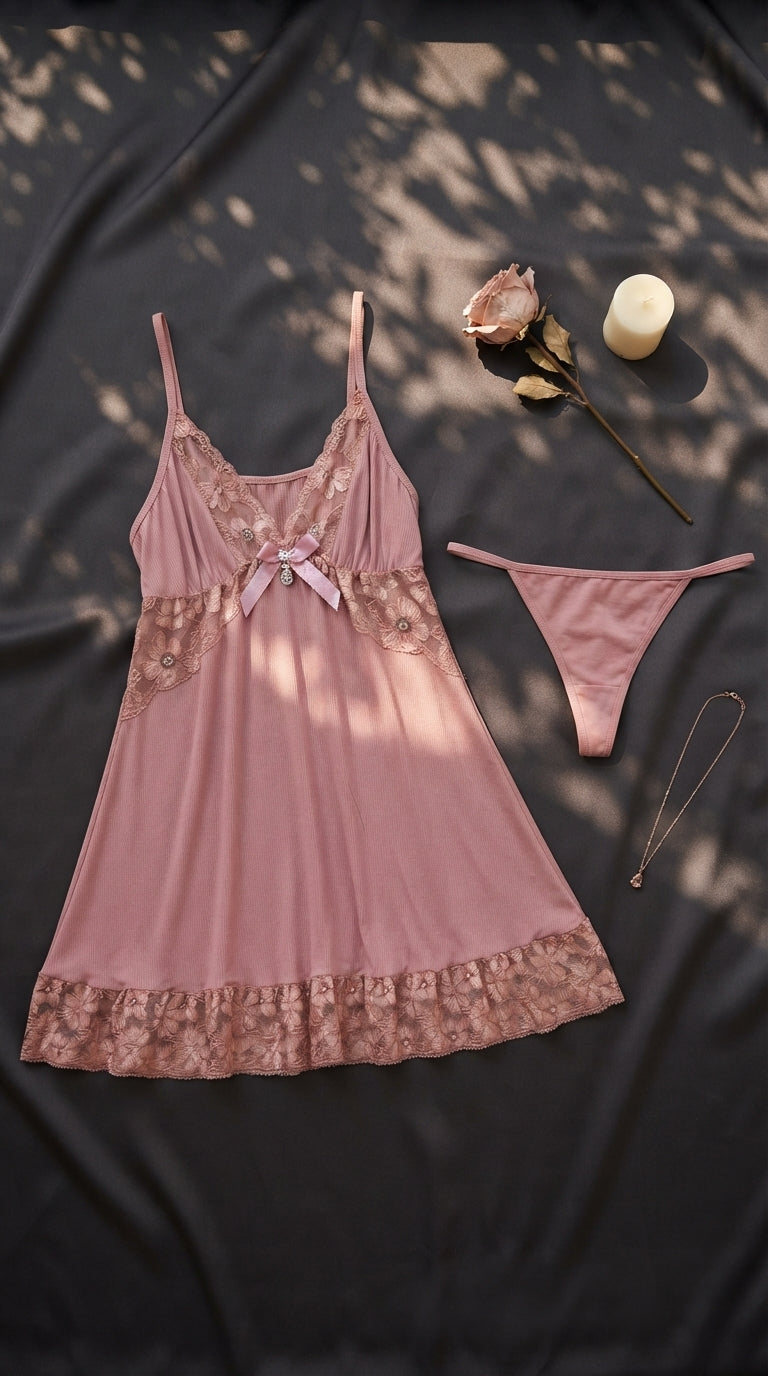 Pink Short Nighty For Women LN0129