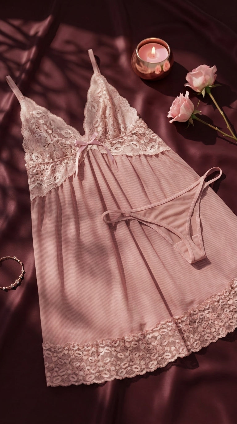 Pink Short Nighty For Women LN0130