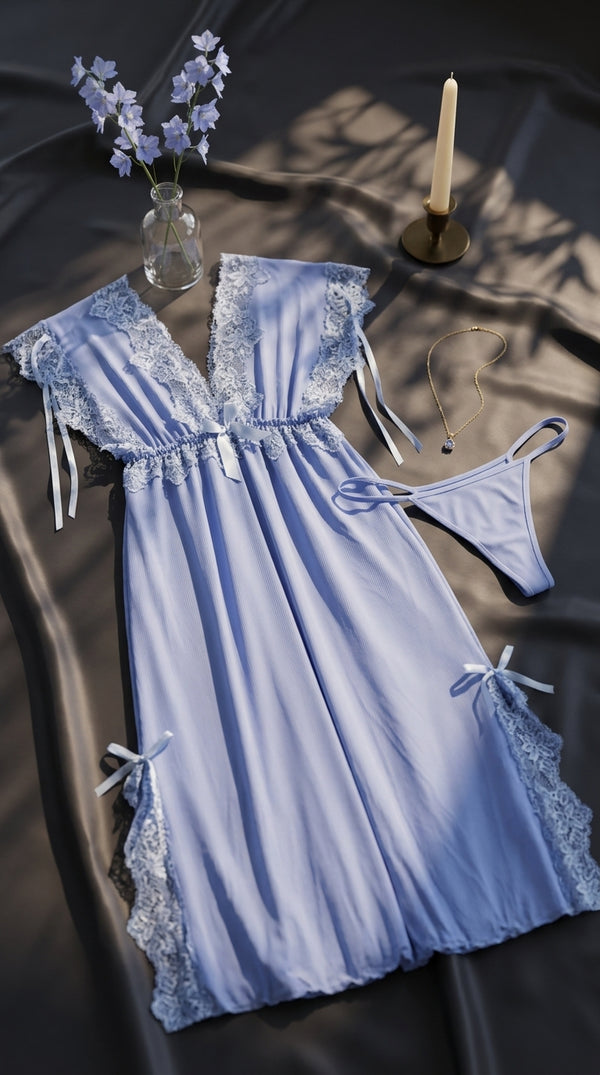 Blue Long Nighty For Women LN0136