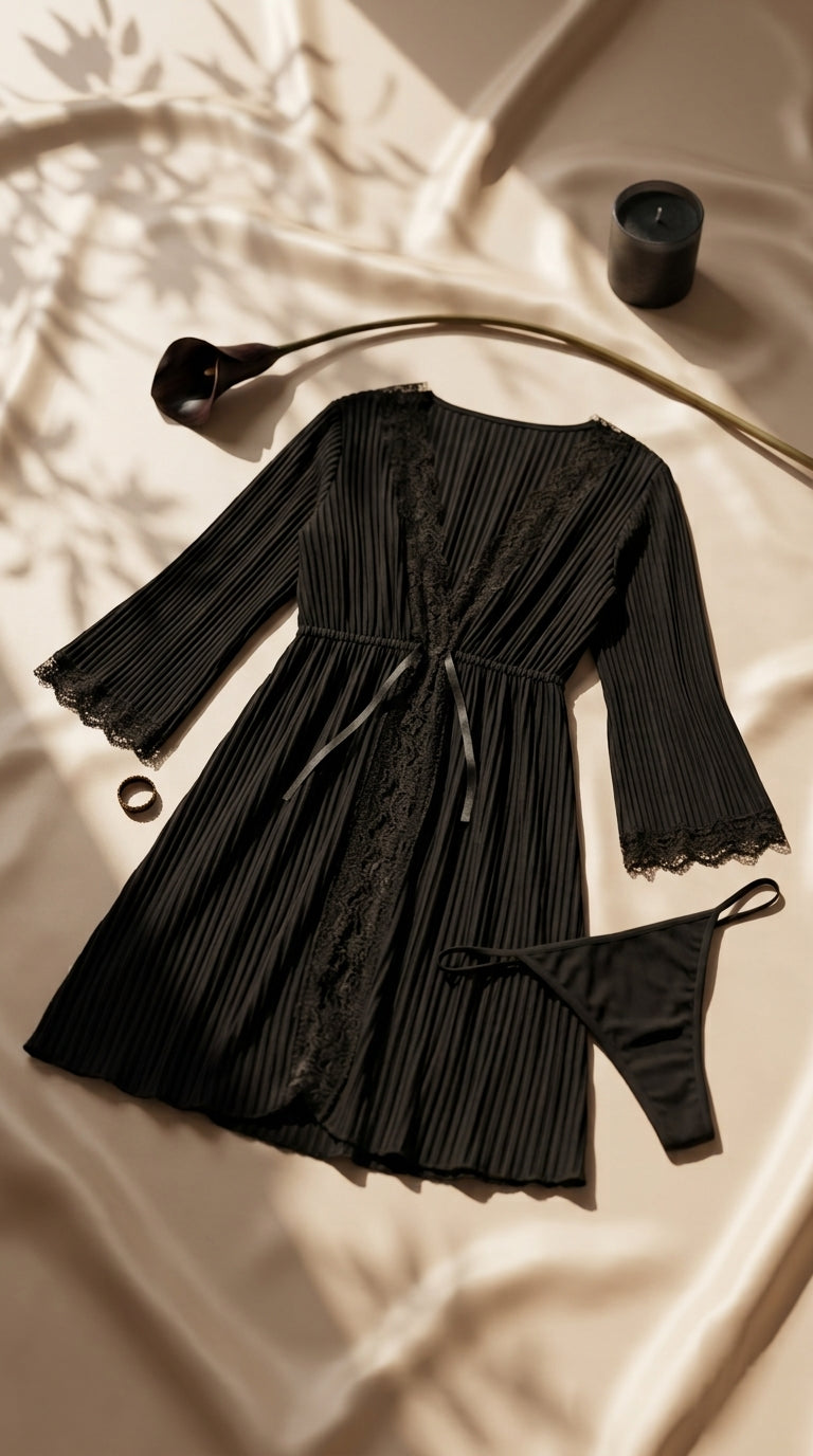 Black Short Inner Gown Nighty LN0138