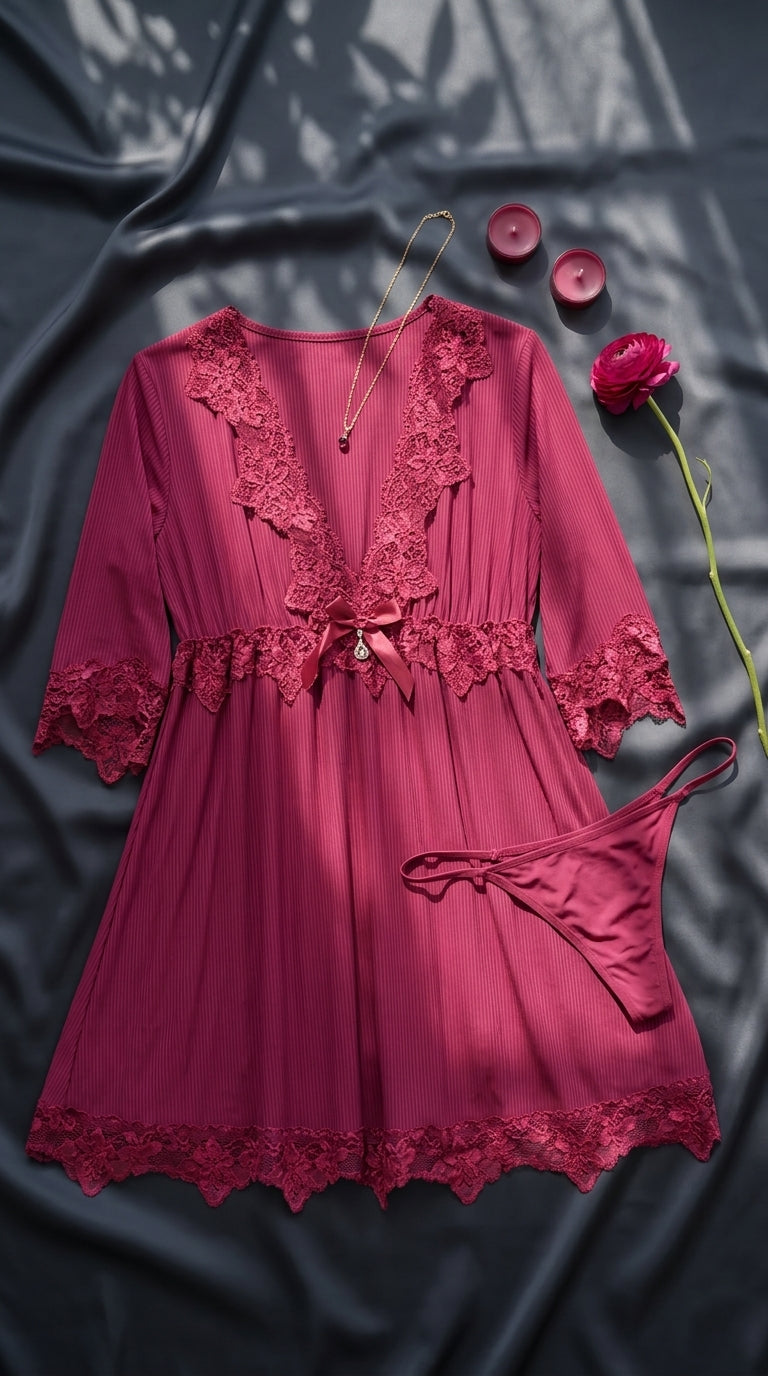 Maroon Short Nighty For Women LN0139