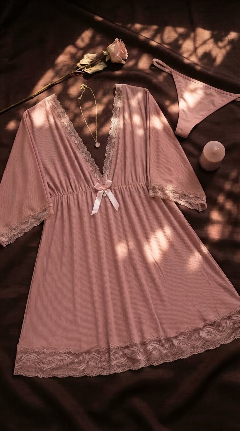 Pink Short Nighty For Women LN0142