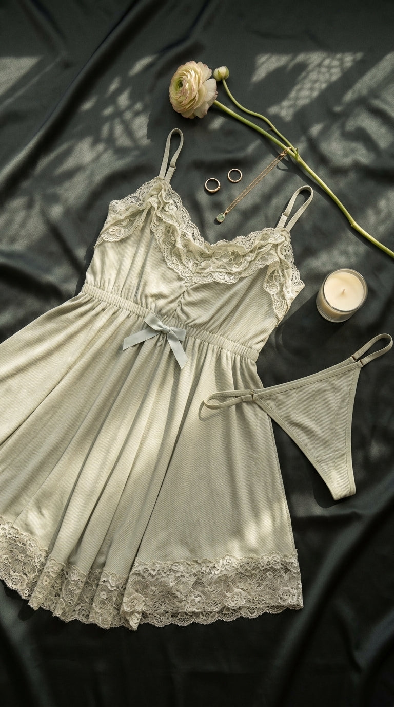 Green Short Nighty For Women LN0143