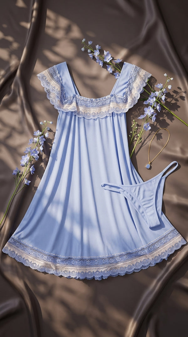 Blue Short Nighty For Women LN0145
