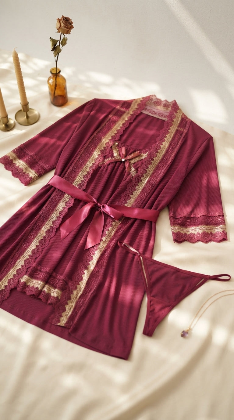 Maroon Short Inner Gown Nighty LN0147