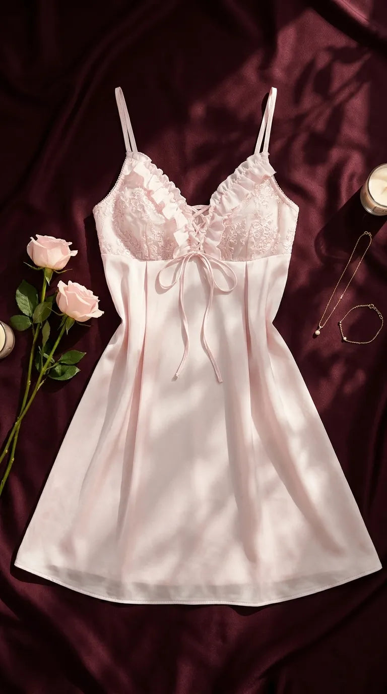 Pink Short Nighty For Women LN0196
