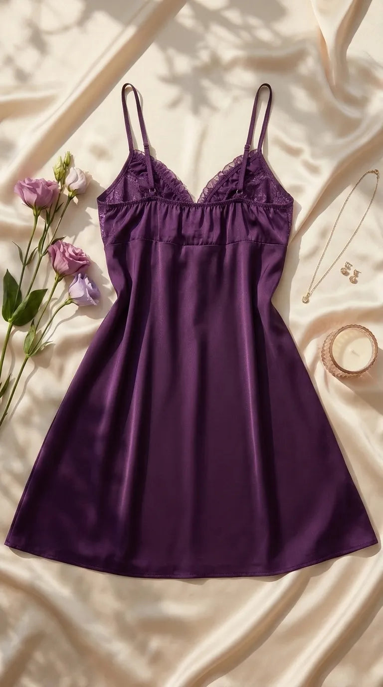Purple Short Nighty For Women LN0196