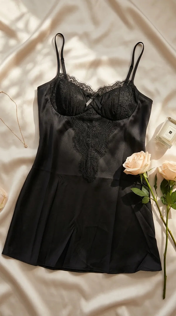 Black Short Nighty For Women LN0198